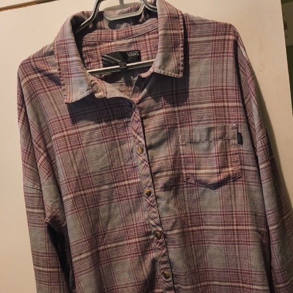 Vans - Casual Button Down Plaid Shirt Purple and Gray - Picture 5 of 6